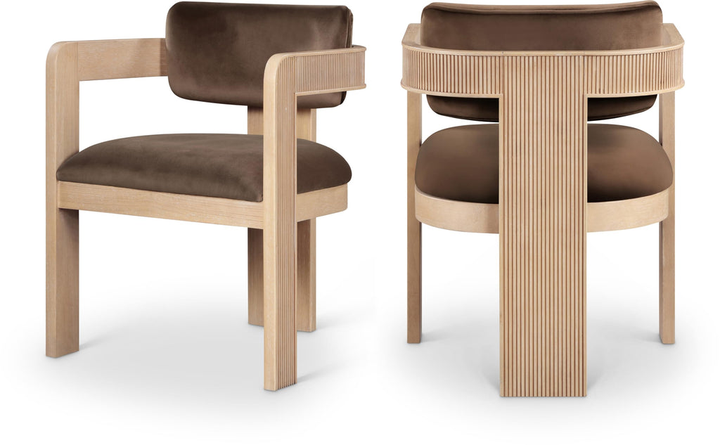 Upholstered Wood-Frame Dining Chairs, Set of Two