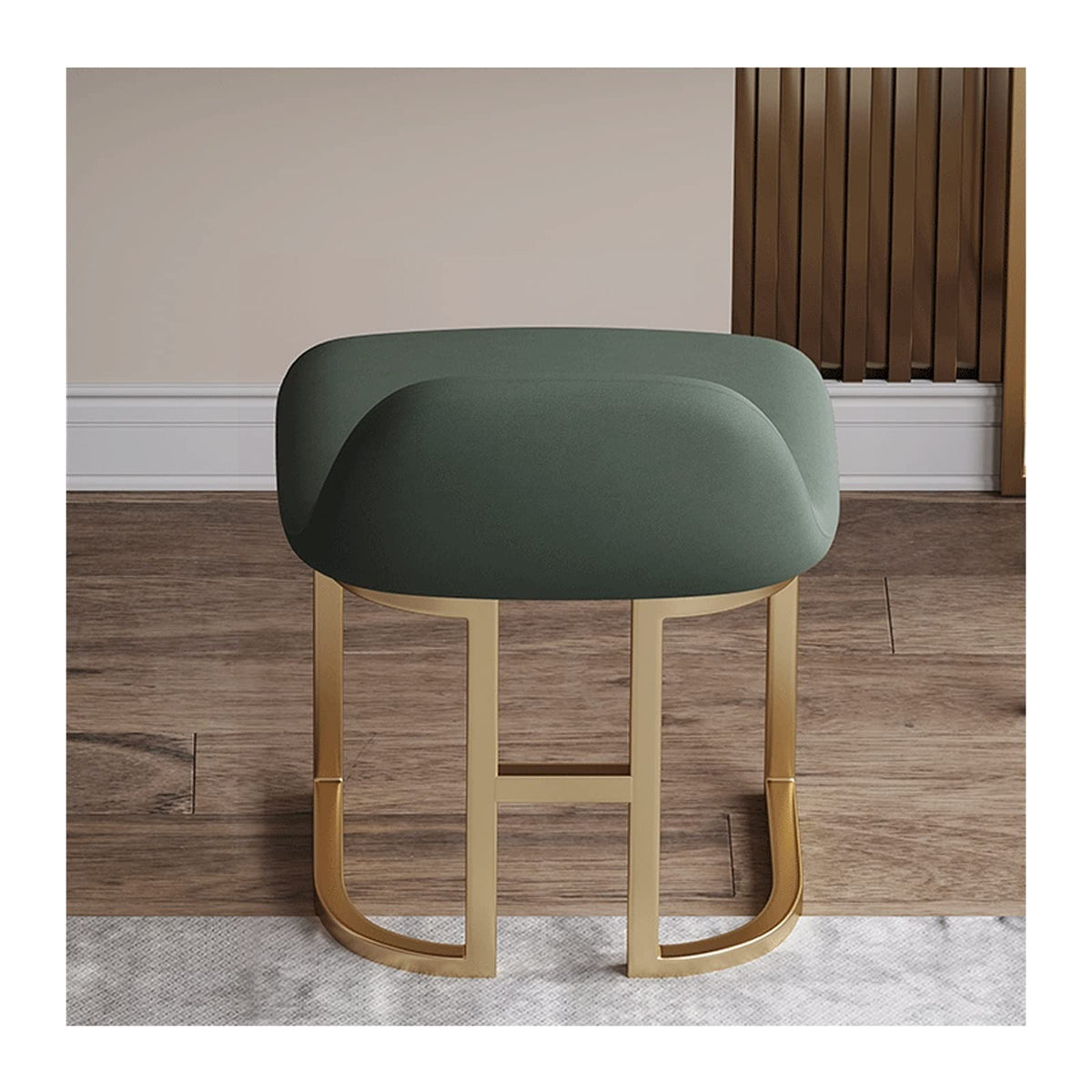 Green and Gold Vanity Set with LED Mirror and Stool