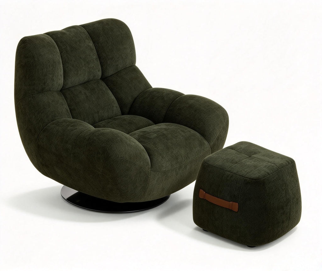 Plush Accent Chair and Ottoman Set