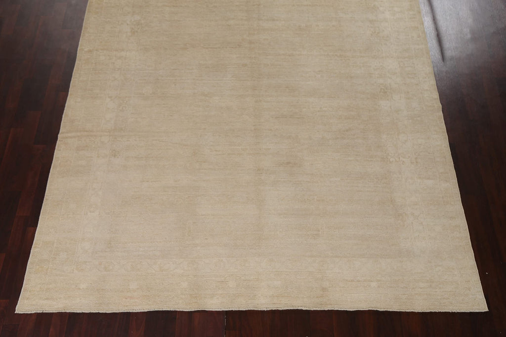 Beige Hand-Knotted Wool Rug, 300 x 254 cm