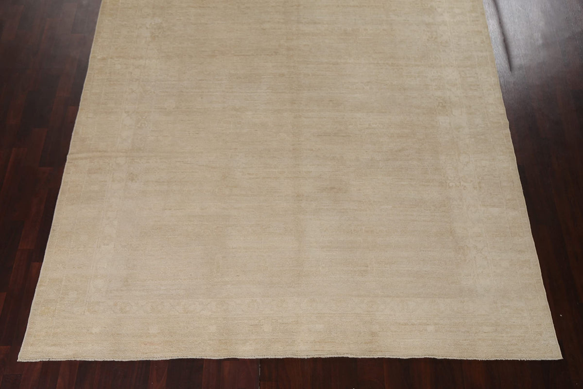 Beige Hand-Knotted Wool Rug, 300 x 254 cm