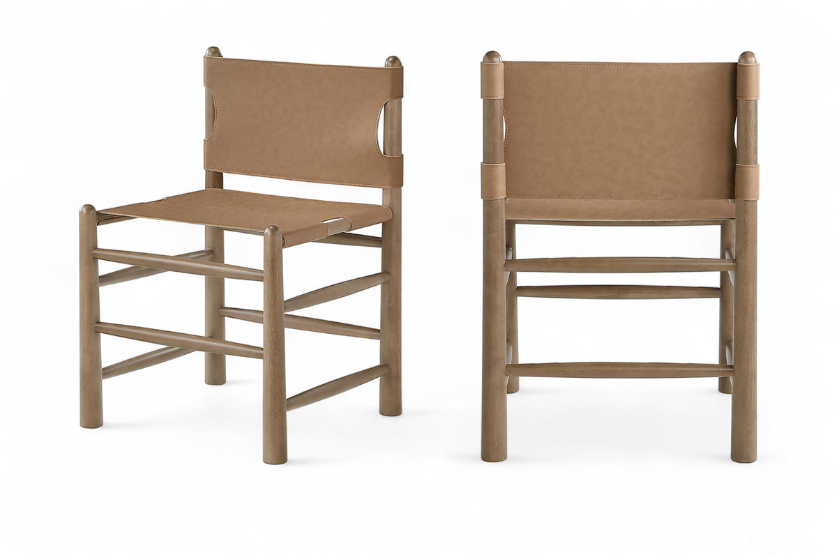 Vegan-Leather Wood Dining Chairs, Set of Two