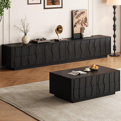 Wavy-Panel Media Console with Concealed Storage