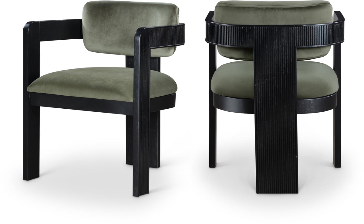 Upholstered Wood-Frame Dining Chairs, Set of Two