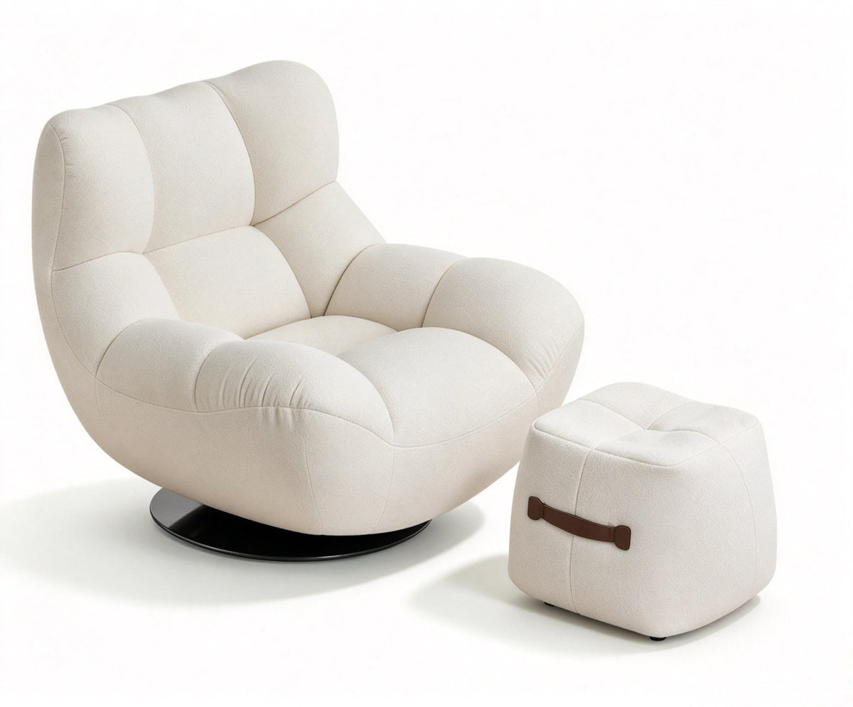 Plush Accent Chair and Ottoman Set
