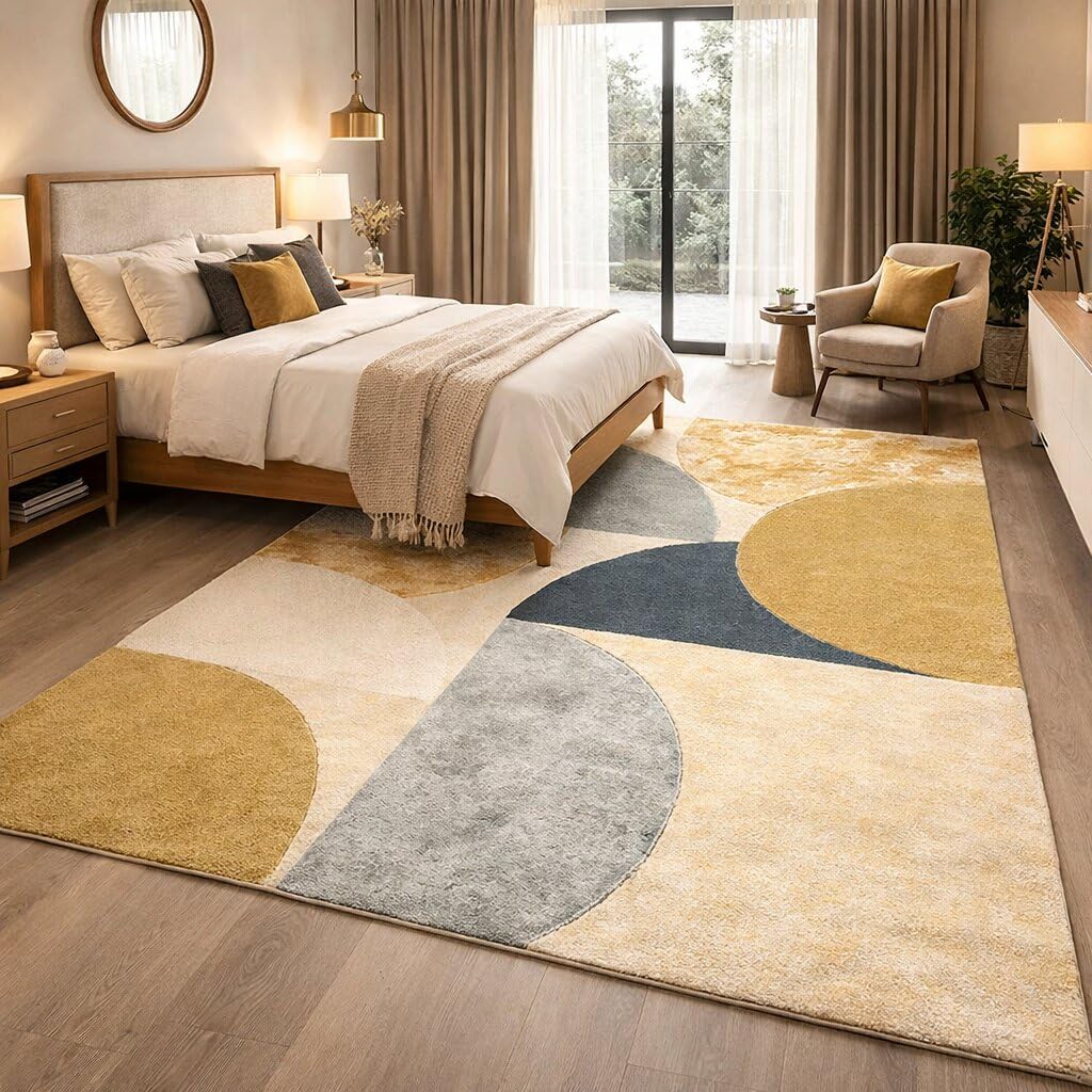 Hand-Tufted Abstract Geometric Wool Area Rug