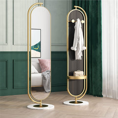 Rotating Full-Length Floor Mirror with Clothes Rail