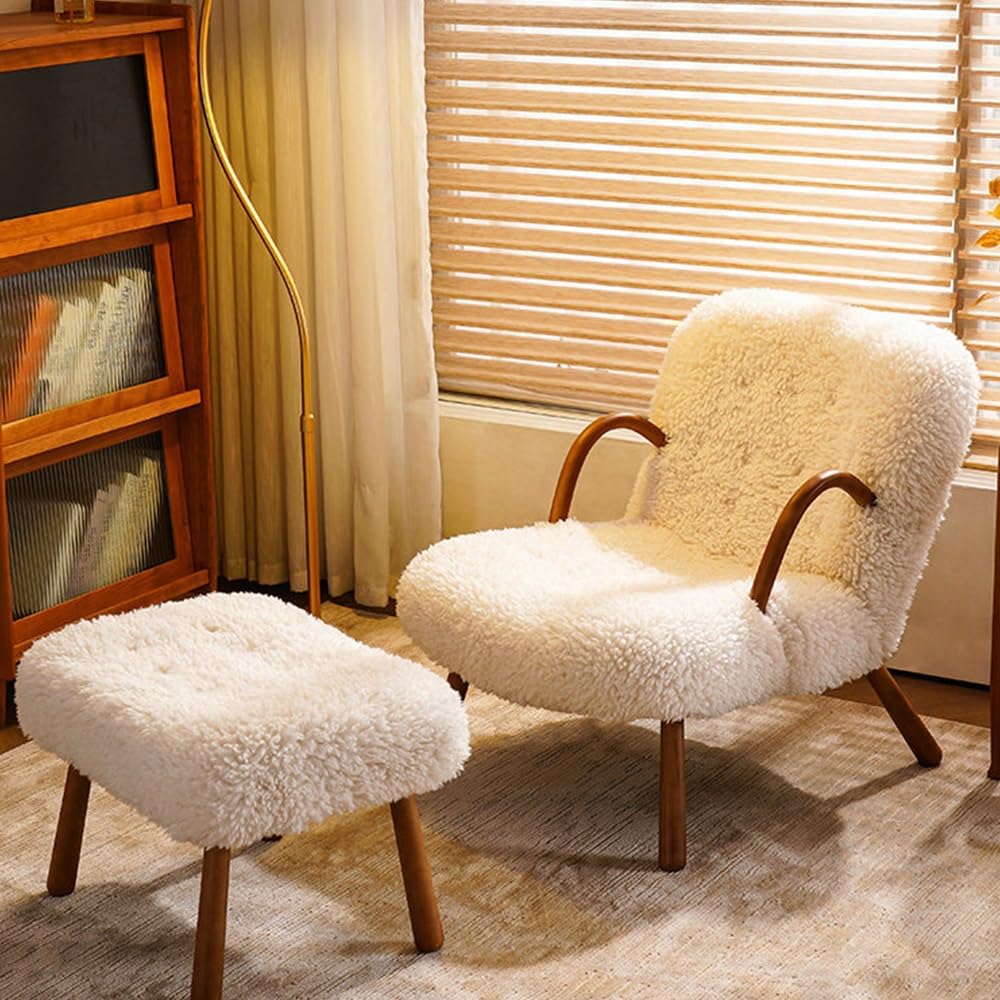 Wood-Frame Accent Chair and Ottoman Set