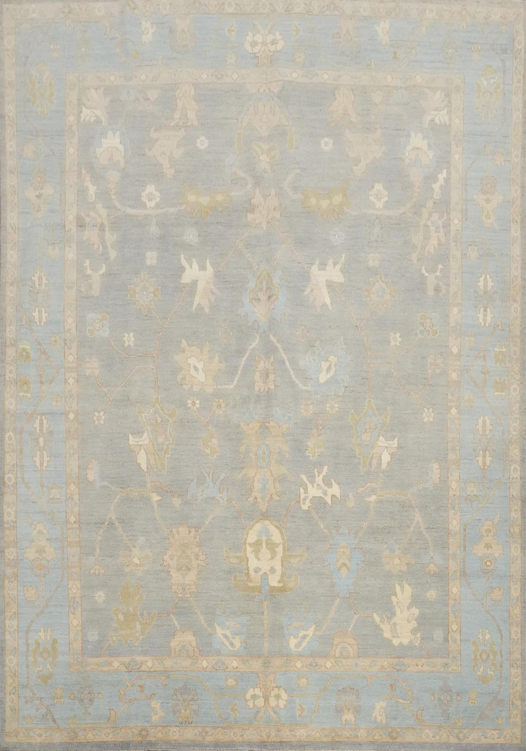 Hand-Knotted Transitional Wool Rug in Multiple Sizes