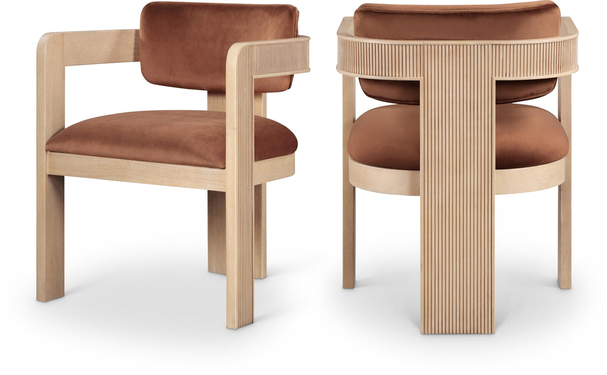 Upholstered Wood-Frame Dining Chairs, Set of Two