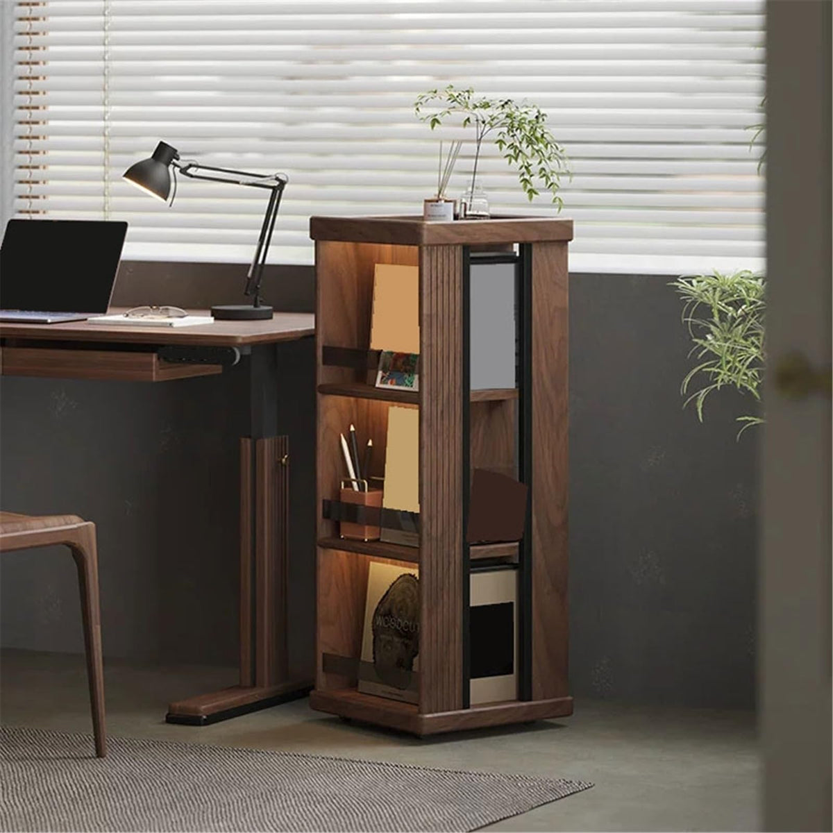 Mobile Wooden Display Bookcase, 40 x 40 x 106 cm