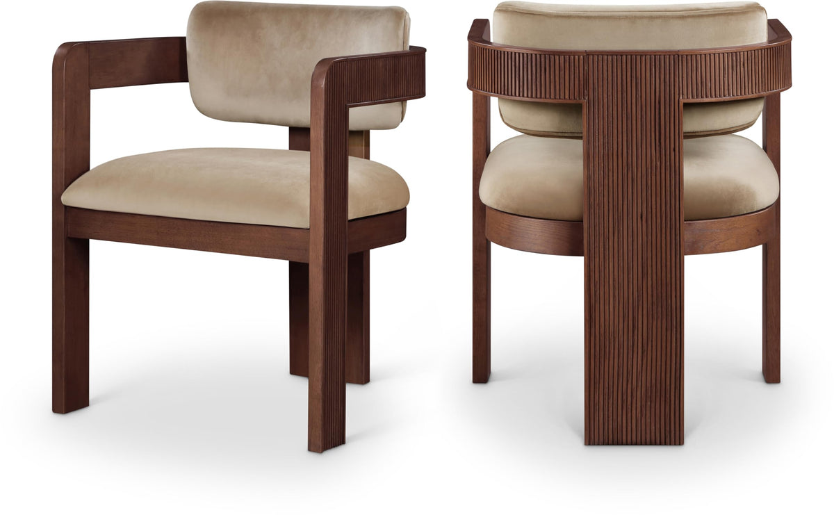 Upholstered Wood-Frame Dining Chairs, Set of Two