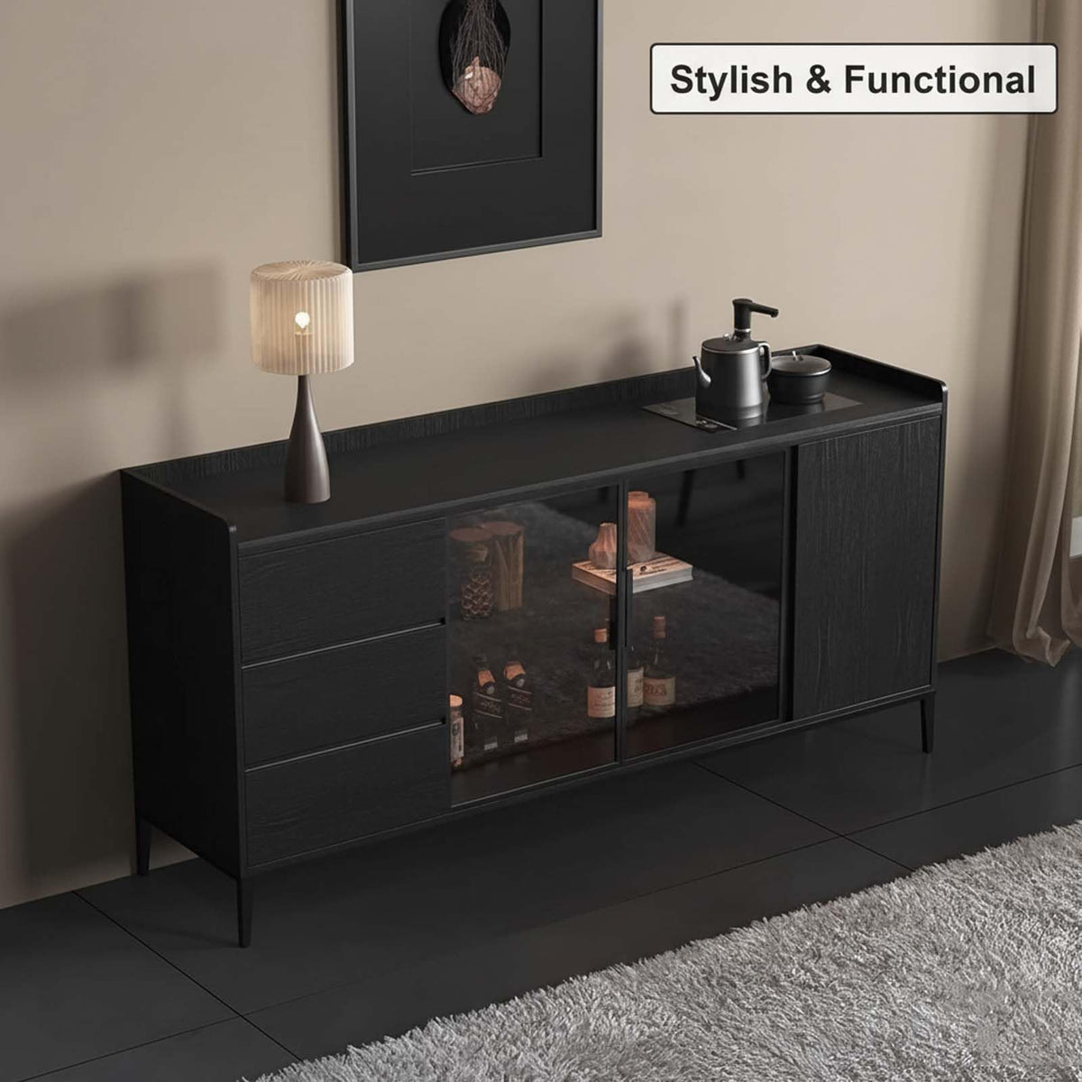 Wooden Open-Storage Sideboard and Console