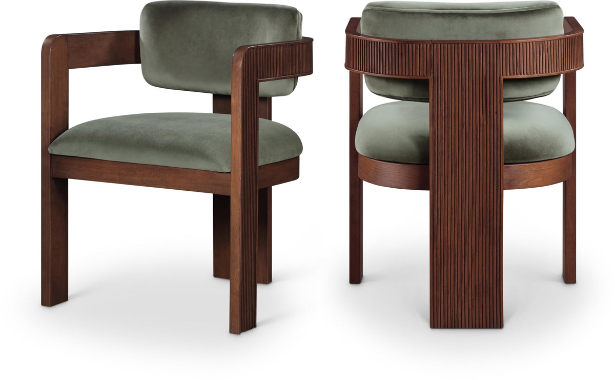 Upholstered Wood-Frame Dining Chairs, Set of Two