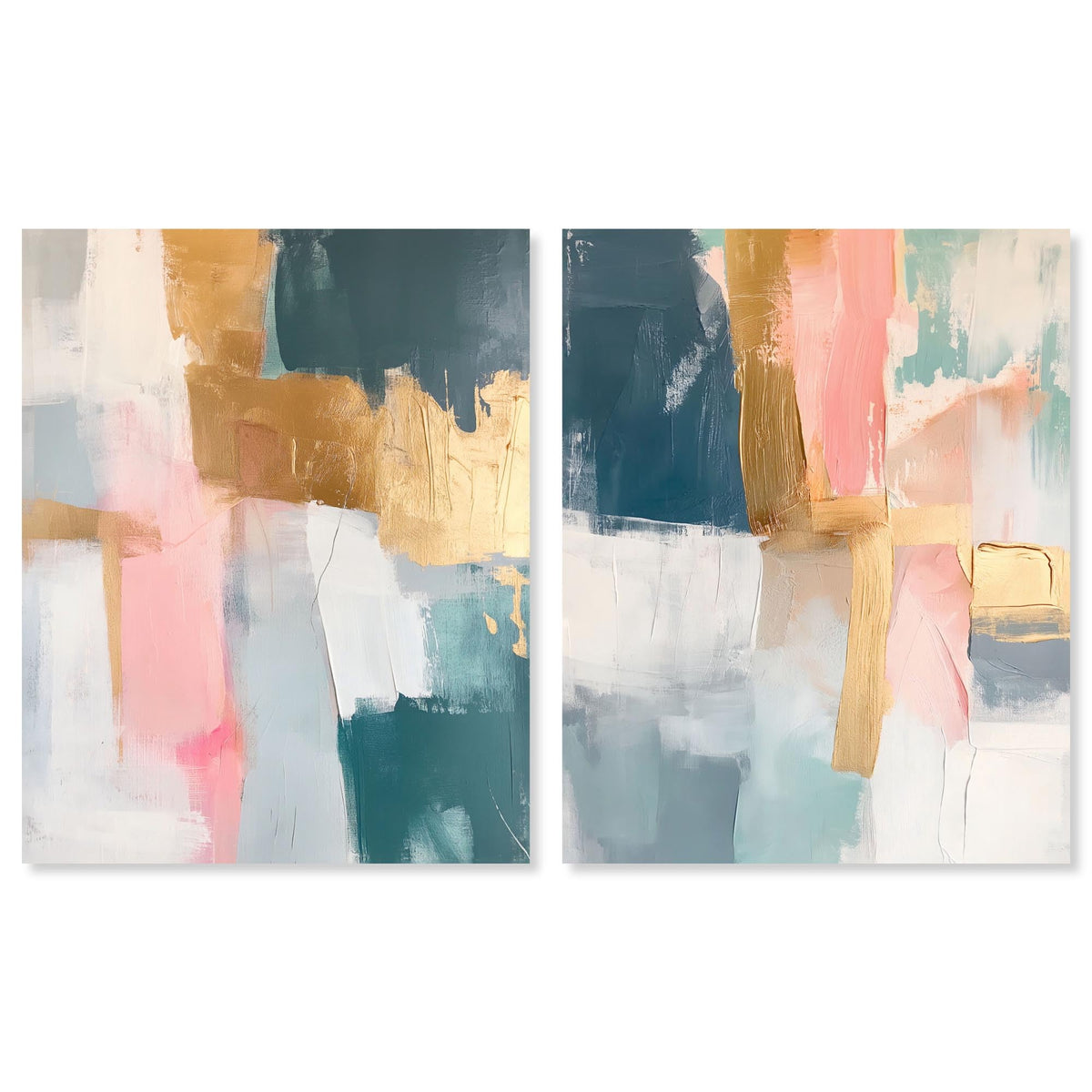 Gold Abstract Canvas Wall Art Set of Two
