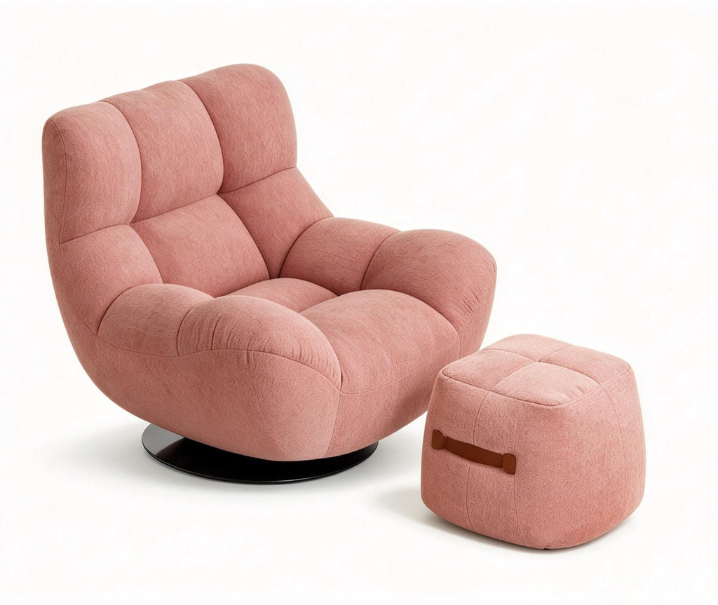 Plush Accent Chair and Ottoman Set