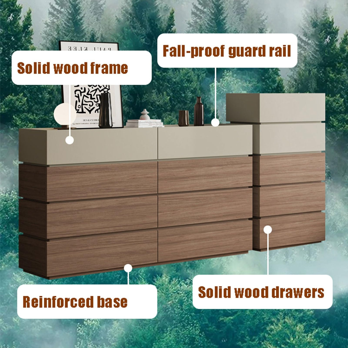 Wood-Based Drawer Chest with Metal Slides