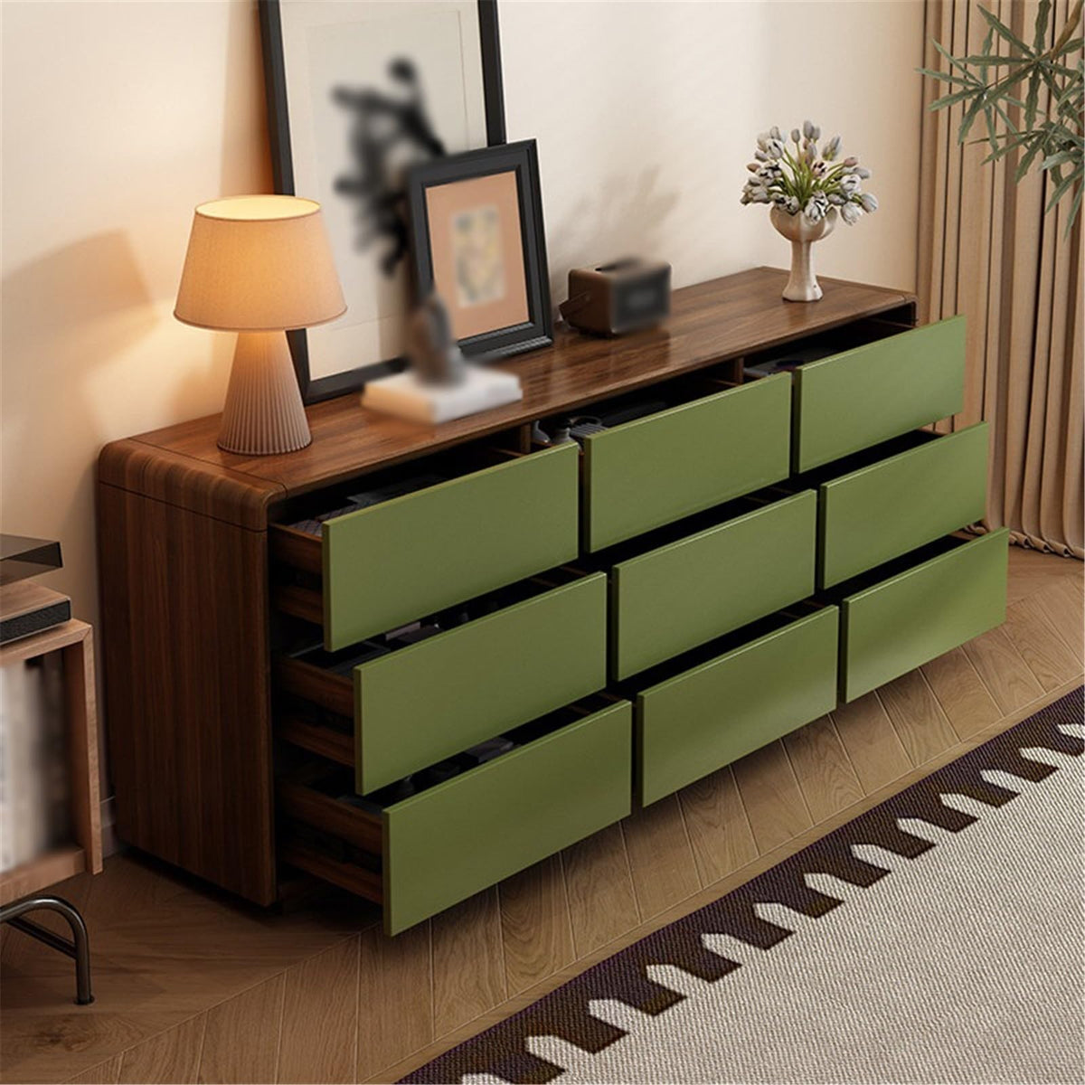 Retro Wooden Nine-Drawer Chest