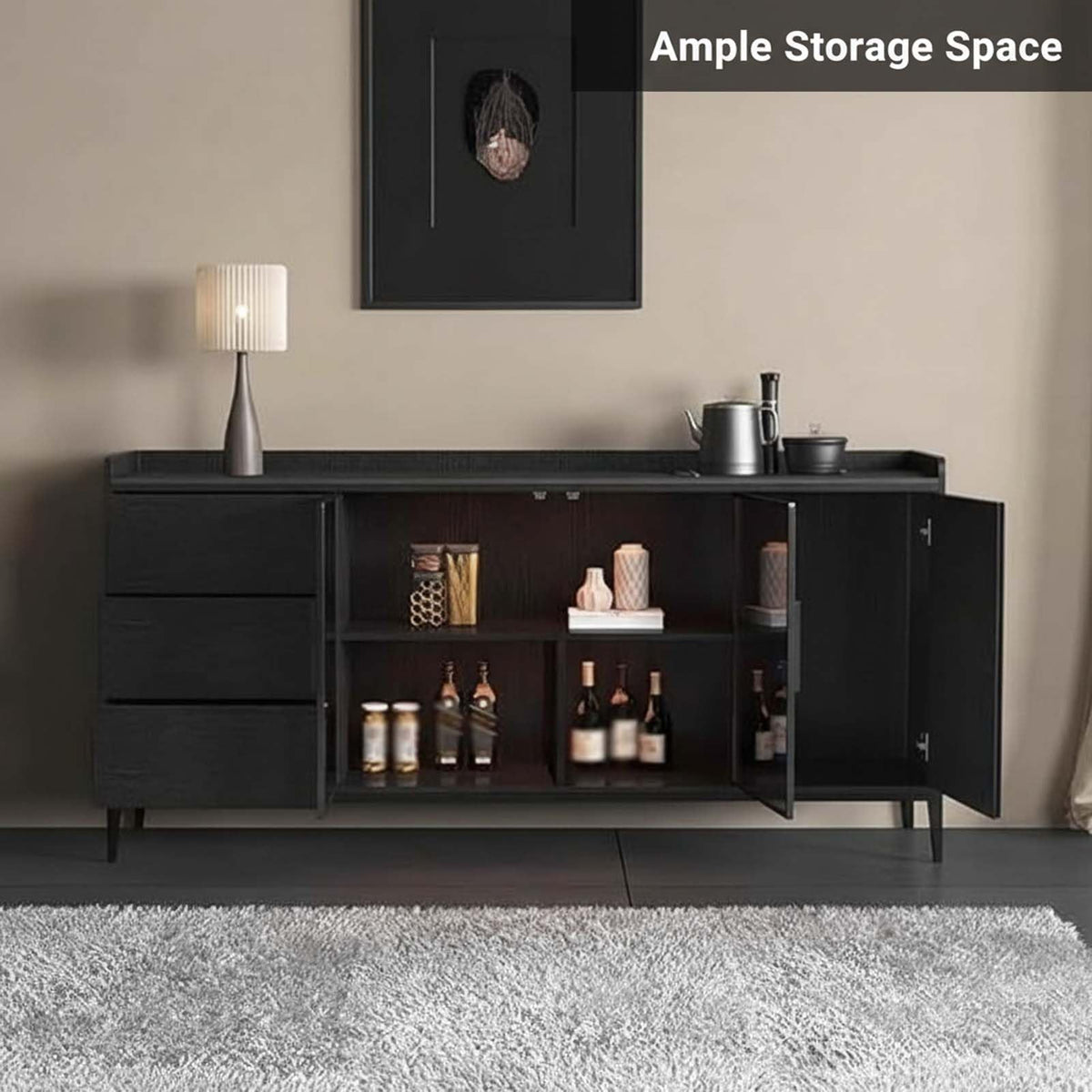 Wooden Open-Storage Sideboard and Console