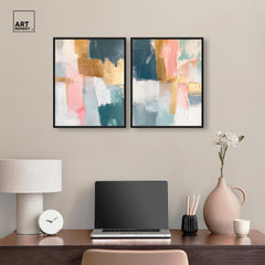 Gold Abstract Canvas Wall Art Set of Two