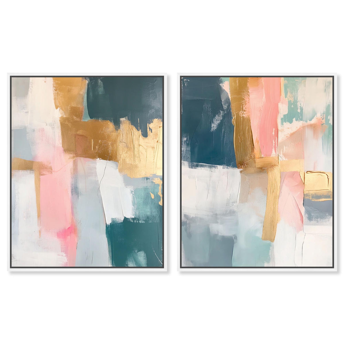 Gold Abstract Canvas Wall Art Set of Two