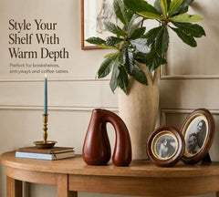 Ceramic Arch-Handle Vase, 7.5 in