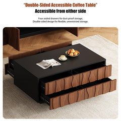 Wavy-Panel Media Console with Concealed Storage