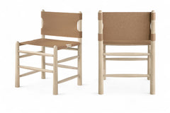 Vegan-Leather Wood Dining Chairs, Set of Two