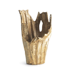 Gold Cast-Aluminum Sculptural Vase