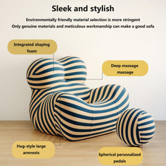 Blue Lounge Chair and Round Ottoman Set