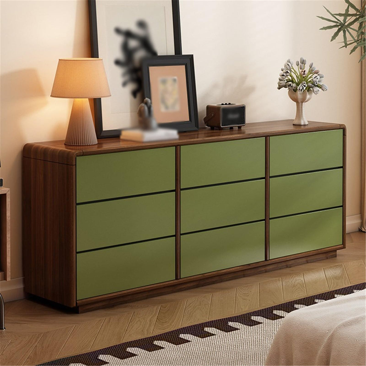 Retro Wooden Nine-Drawer Chest