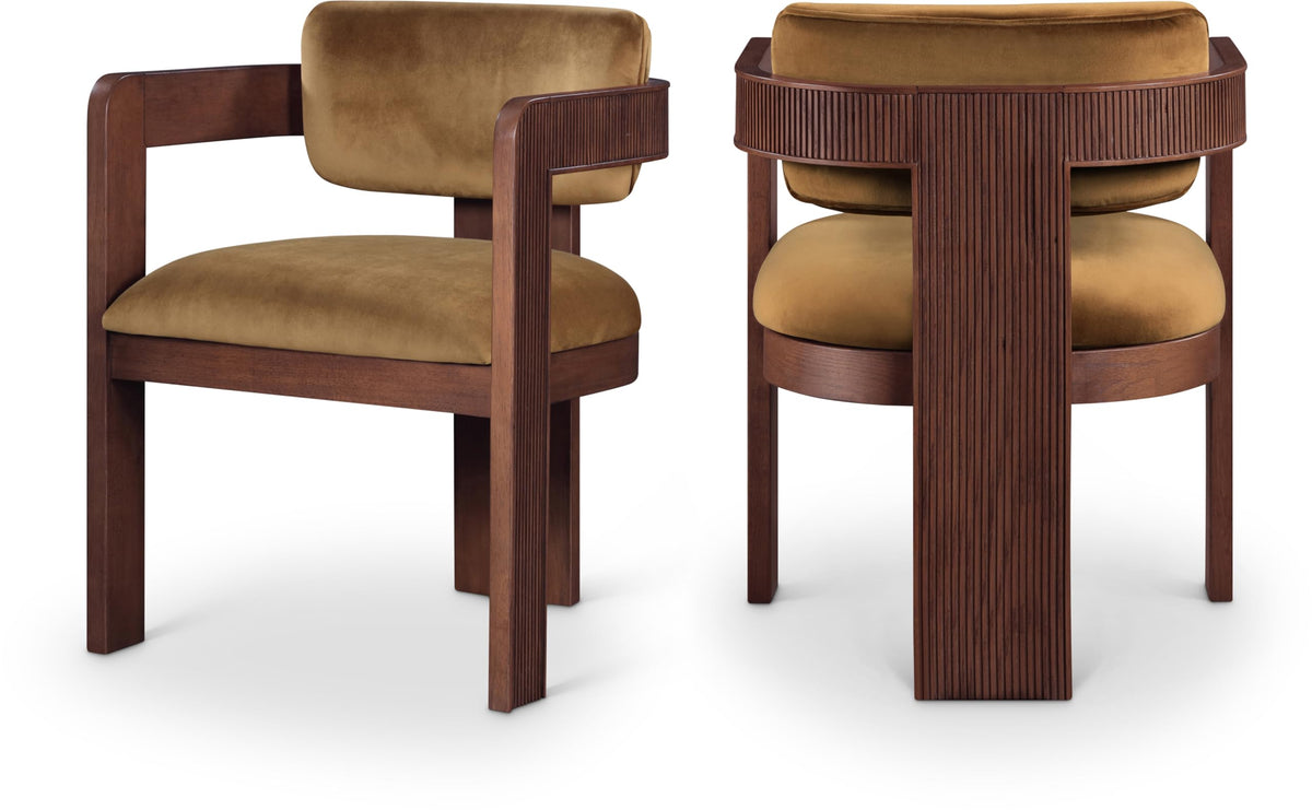 Upholstered Wood-Frame Dining Chairs, Set of Two