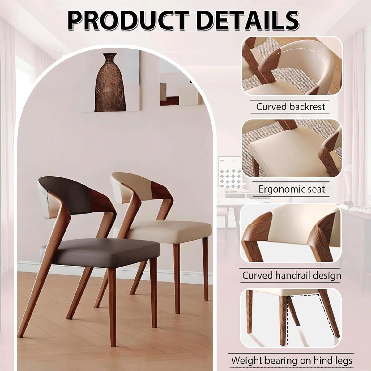 Microfiber-Upholstered Wood Dining Armchairs, Set of Two