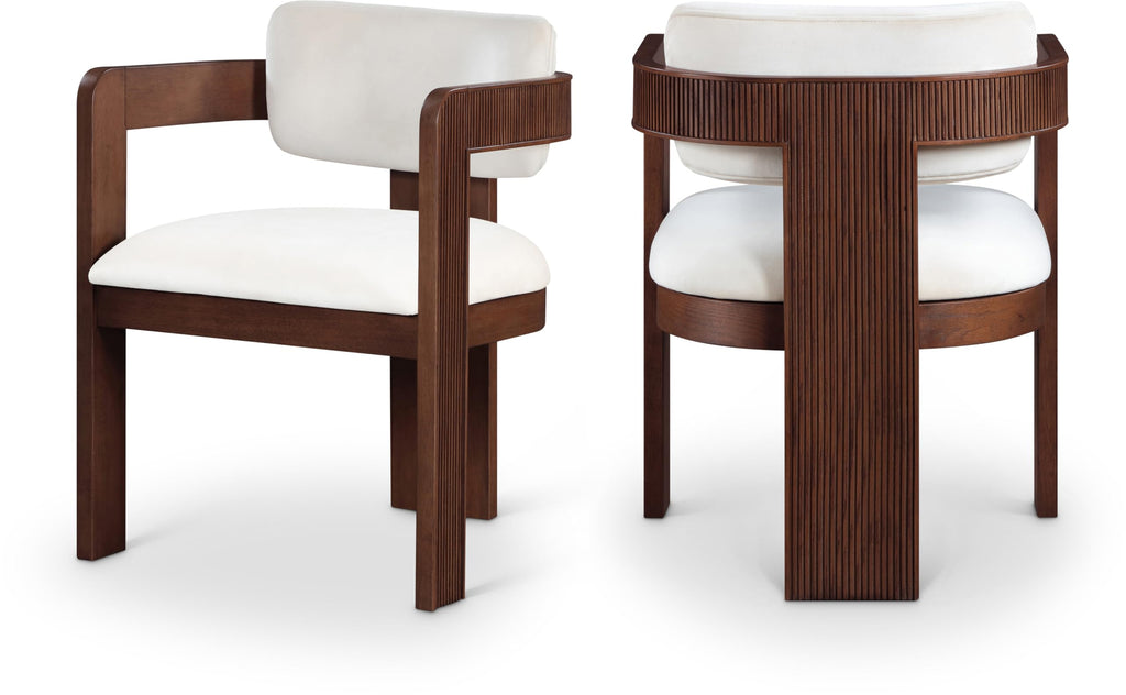 Upholstered Wood-Frame Dining Chairs, Set of Two