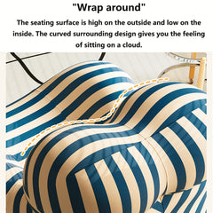 Blue Lounge Chair and Round Ottoman Set