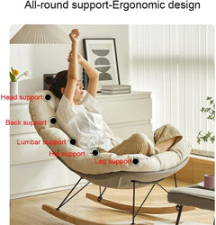 Brown Upholstered Rocking Chair and Ottoman Set