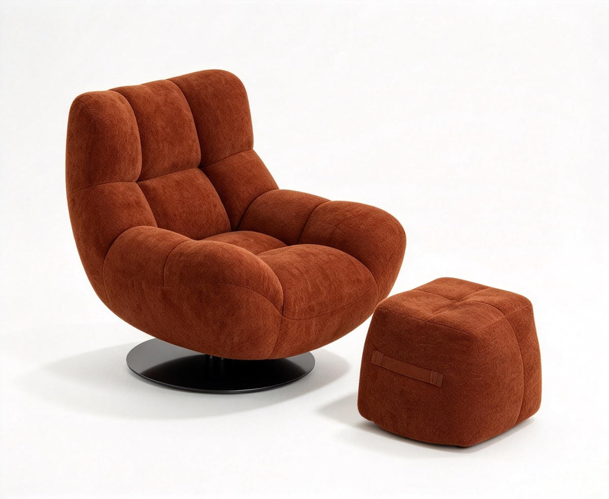 Plush Accent Chair and Ottoman Set