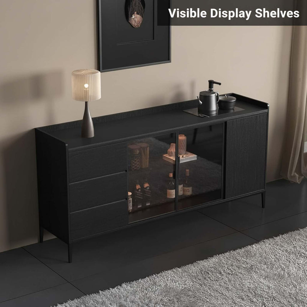 Wooden Open-Storage Sideboard and Console
