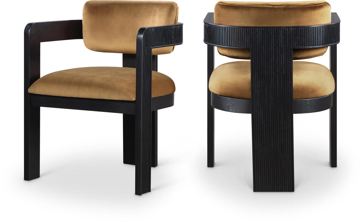 Upholstered Wood-Frame Dining Chairs, Set of Two