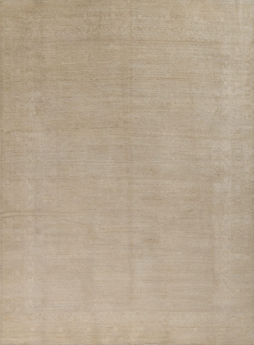 Beige Hand-Knotted Wool Rug, 300 x 254 cm