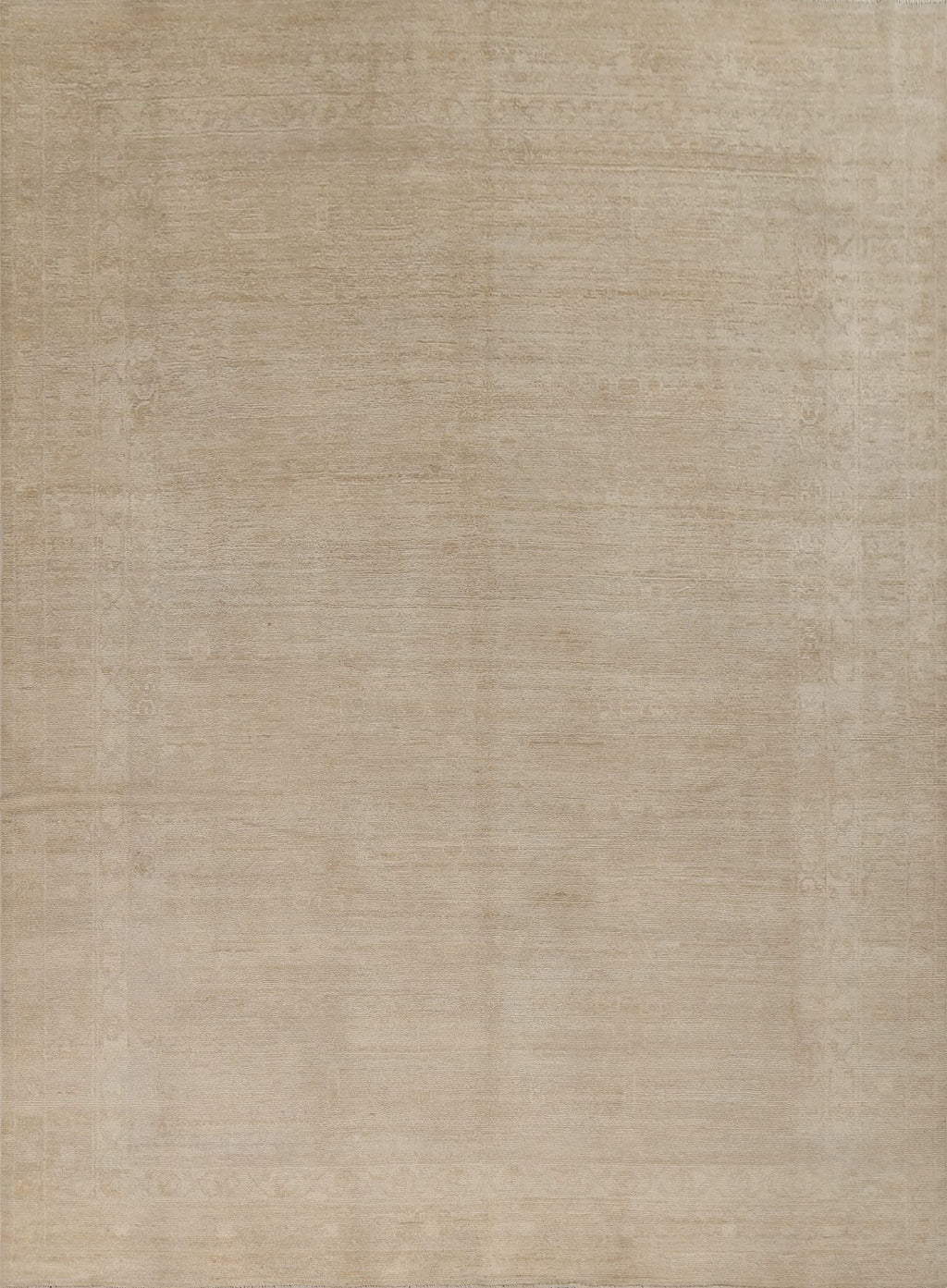Beige Hand-Knotted Wool Rug, 300 x 254 cm