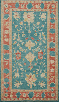 Hand-Knotted Transitional Wool Rug in Multiple Sizes