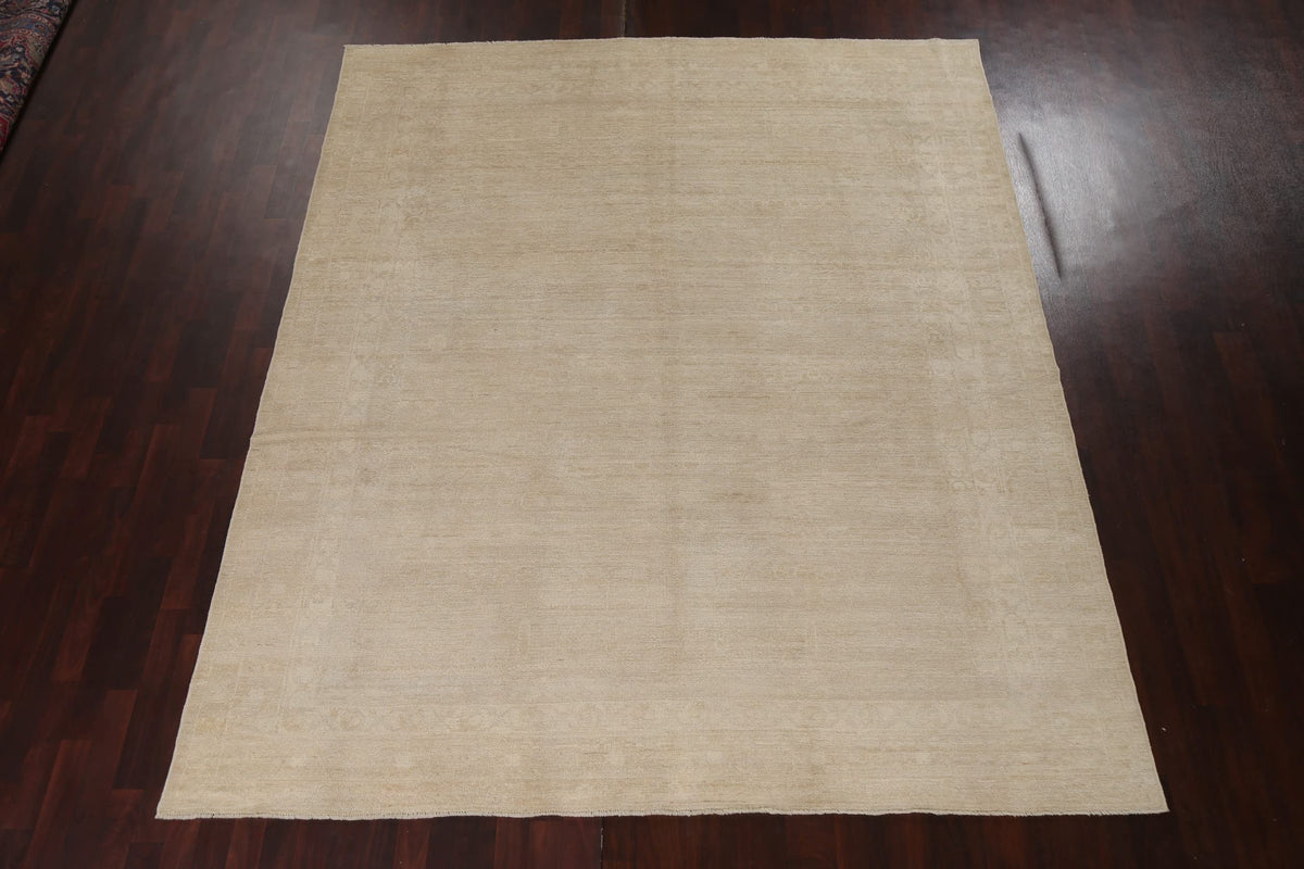 Beige Hand-Knotted Wool Rug, 300 x 254 cm