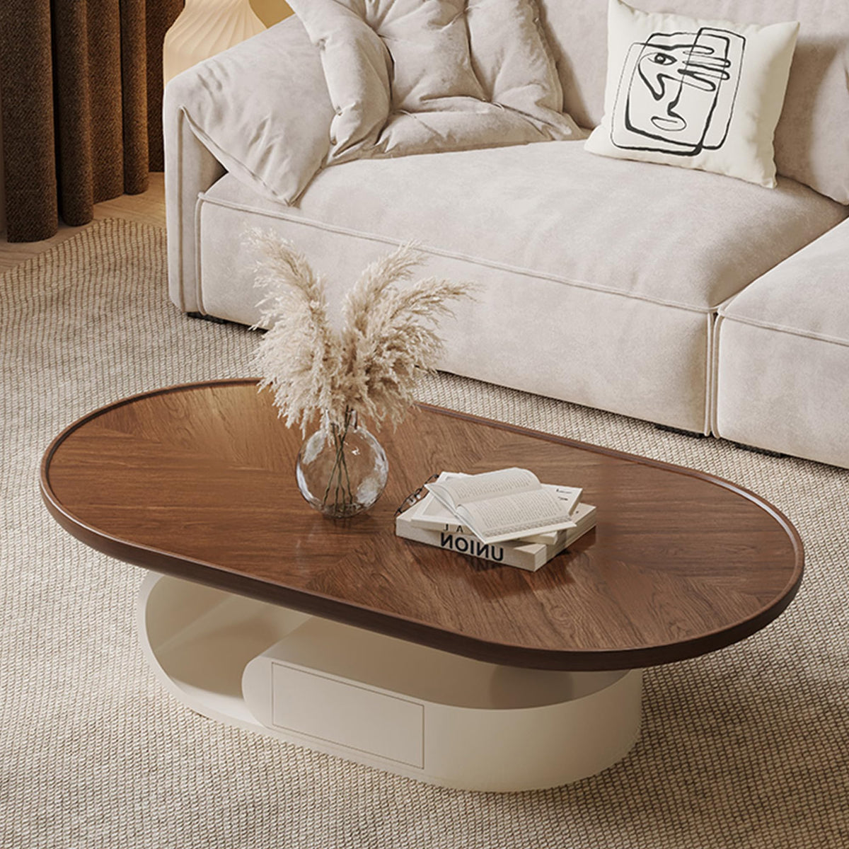 Wood-Grain Coffee Table, 1.3 x 0.7 m