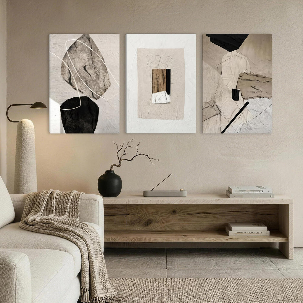 Framed Abstract Wall Art Set of Three