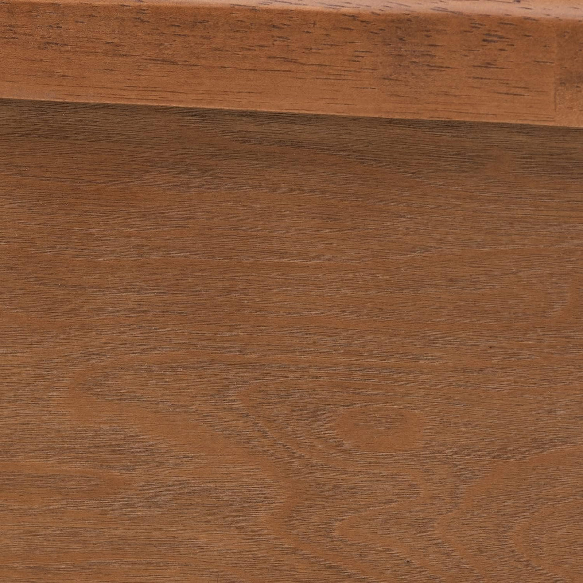 Wood and Rattan Platform Bed with Rounded Headboard