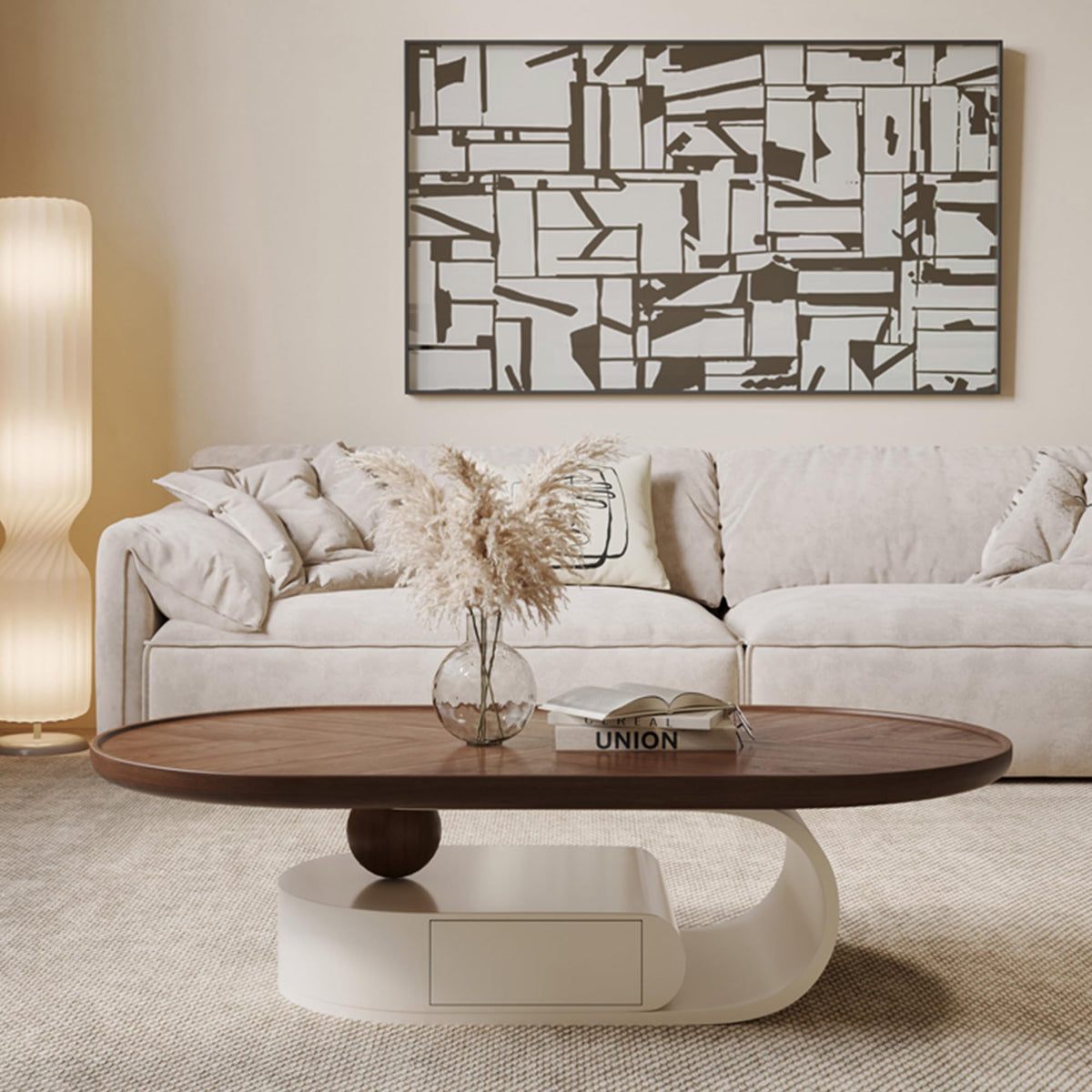 Wood-Grain Coffee Table, 1.3 x 0.7 m