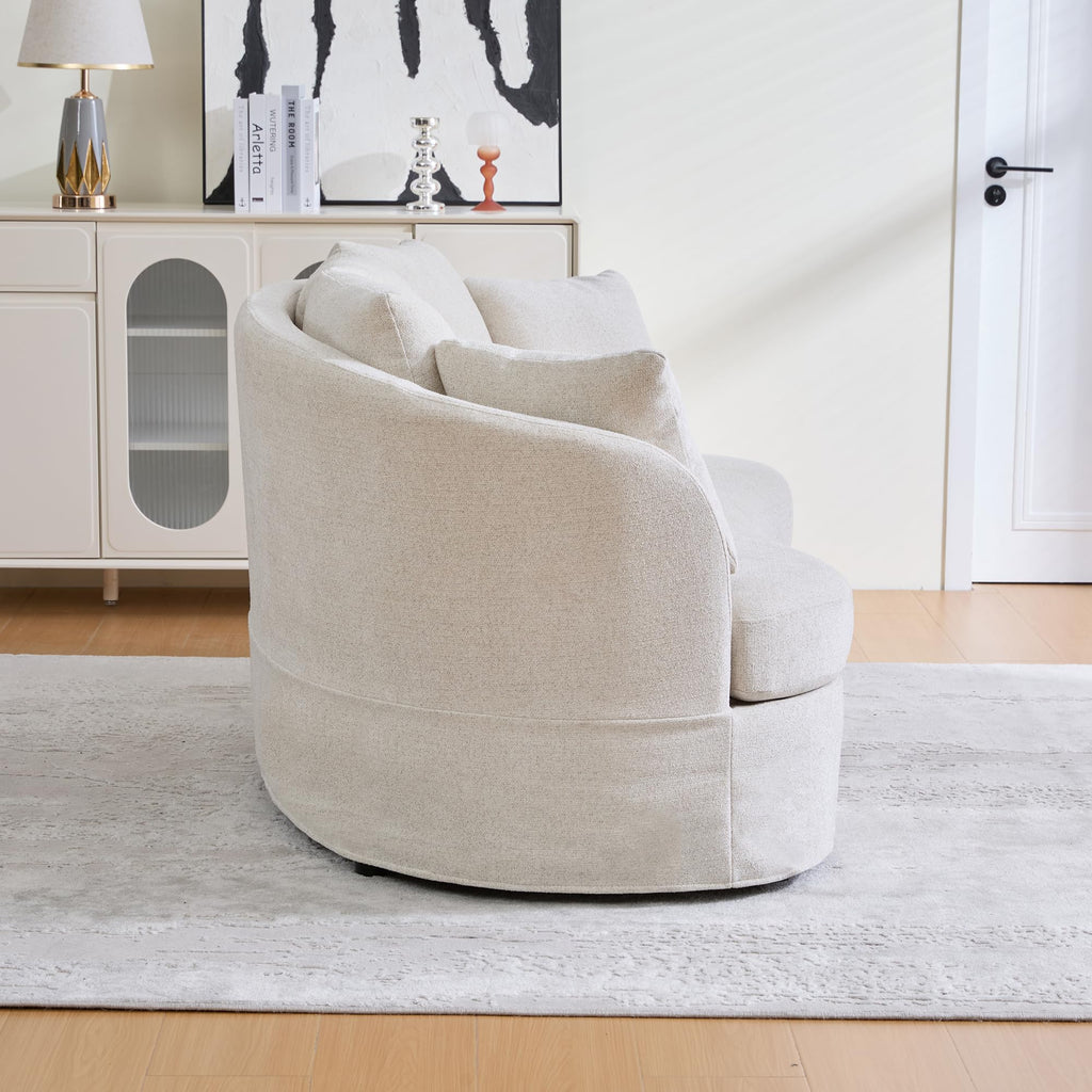 Curved Chenille Loveseat with Removable Cushions