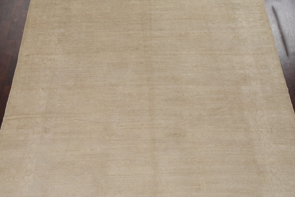 Beige Hand-Knotted Wool Rug, 300 x 254 cm