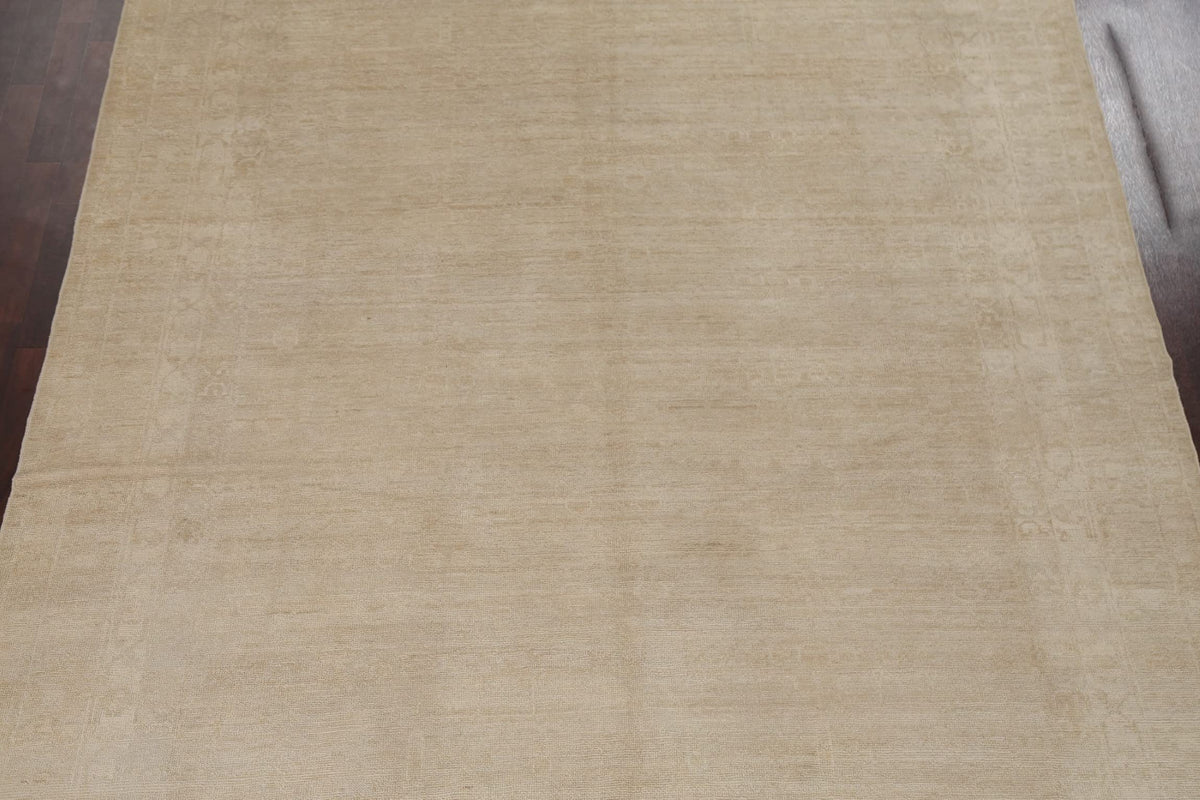 Beige Hand-Knotted Wool Rug, 300 x 254 cm